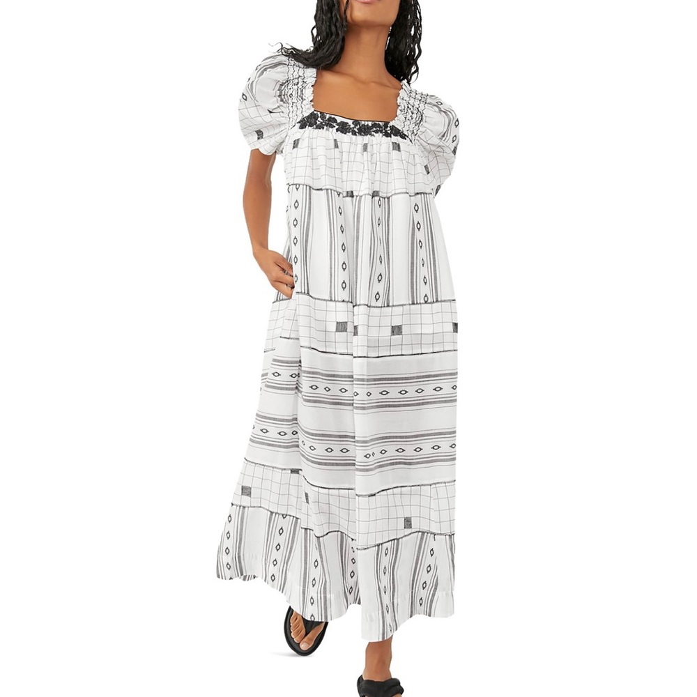 Free People Jamie Embroidered Cotton Maxi Dress